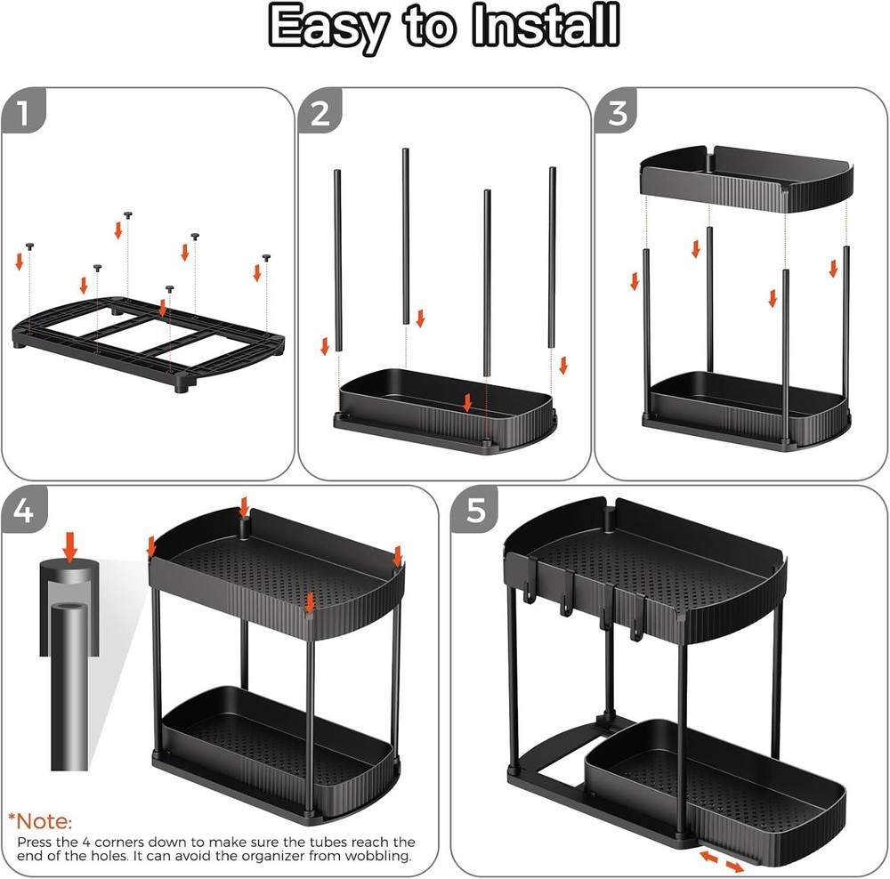 2-Piece Multi-Purpose Pull-Out Storage Organizer, Under Sink Storage