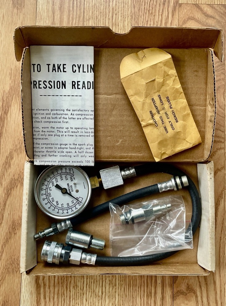 AUTOMOTIVE ENGINE CYLINDER COMPRESSION TEST KIT WITH ADAPTERS