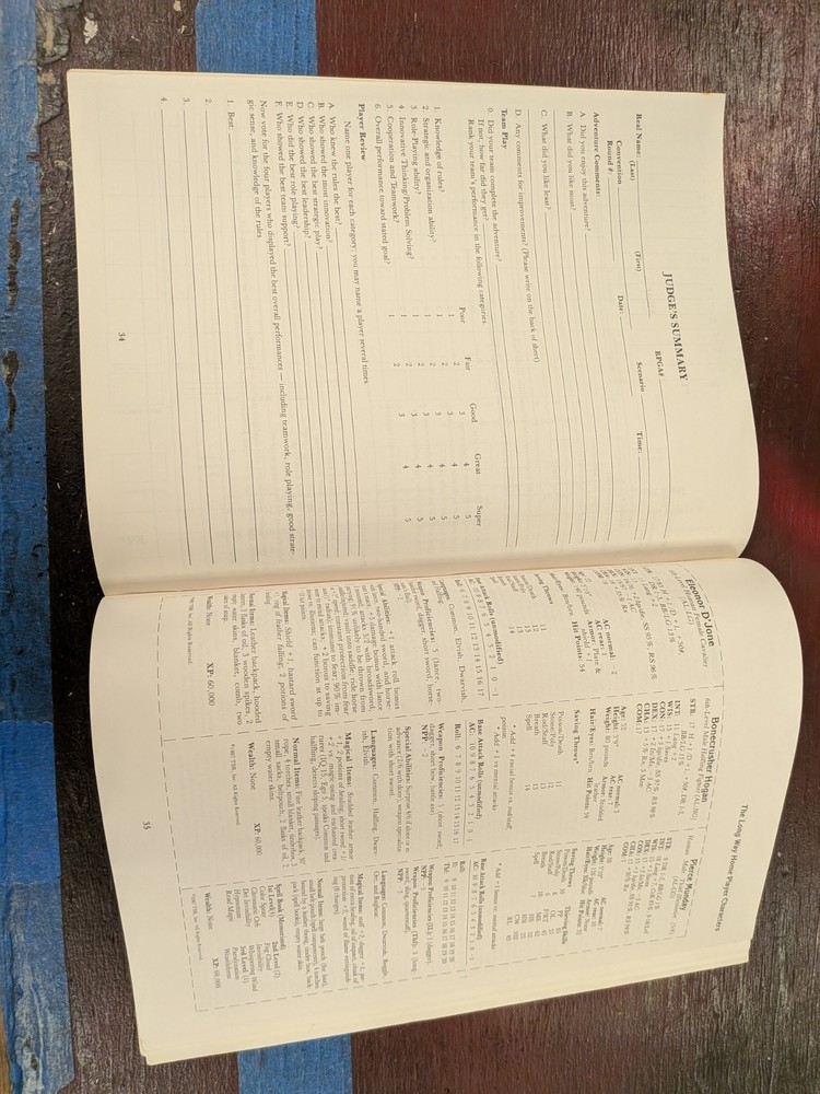 The Official RPGA Tournament Handbook 9206 Pull Outs Attached C6