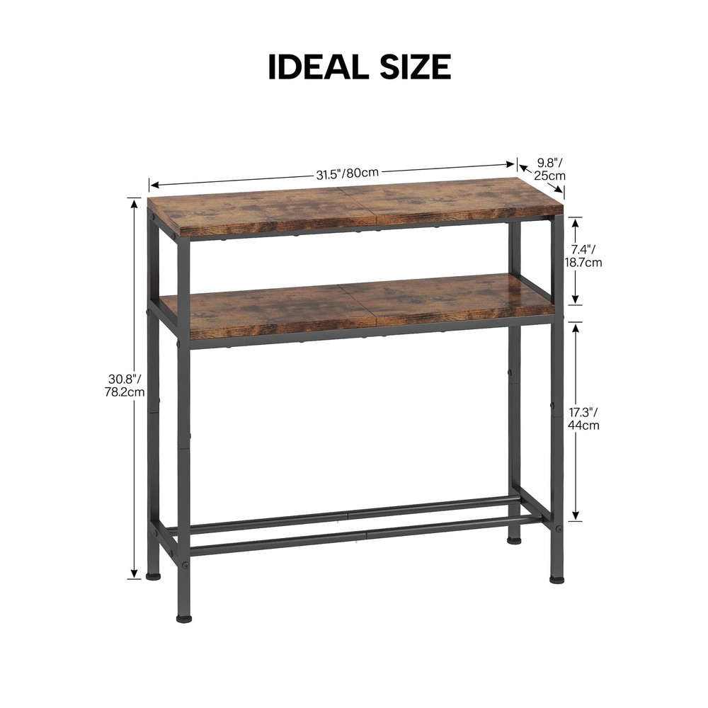 Entryway Table with Storage, 3-Tier Console Table 31.5" Width, Industrial Sof...