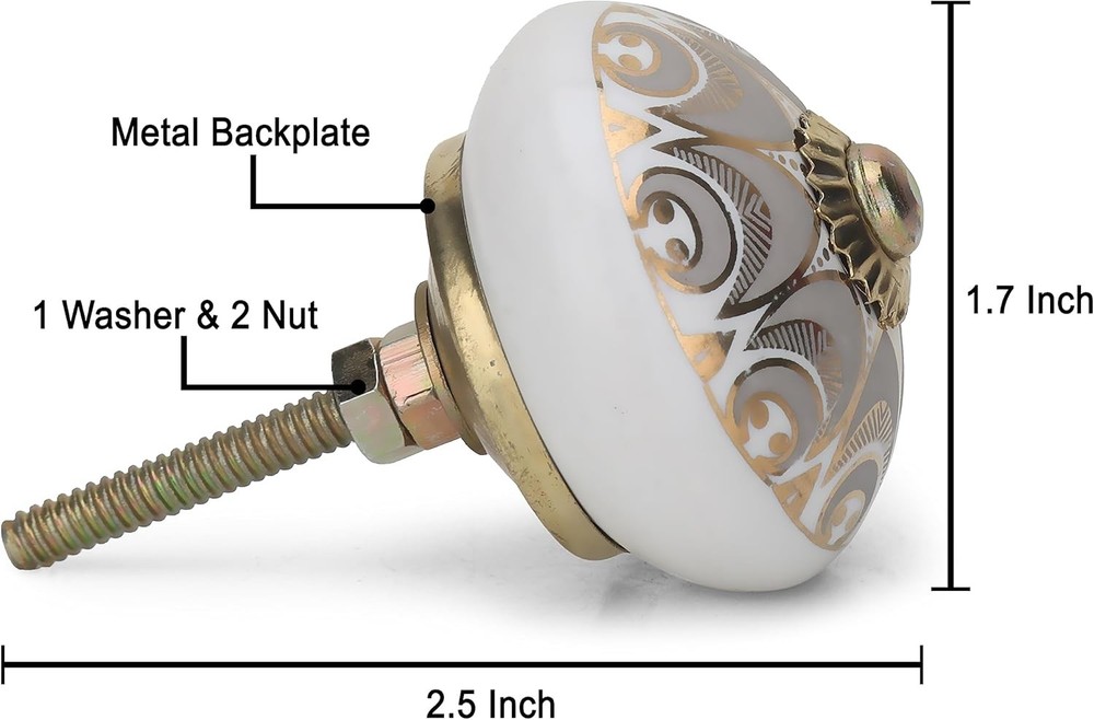 Ceramic Knobs for Cabinets and Drawers Handmade Gold Grey Dresser Pull Handle...