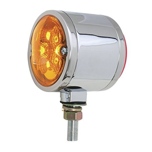 78551 Amber/Red Double Faced 16 LED Light with Chrome Die Cast Housing Red/Red
