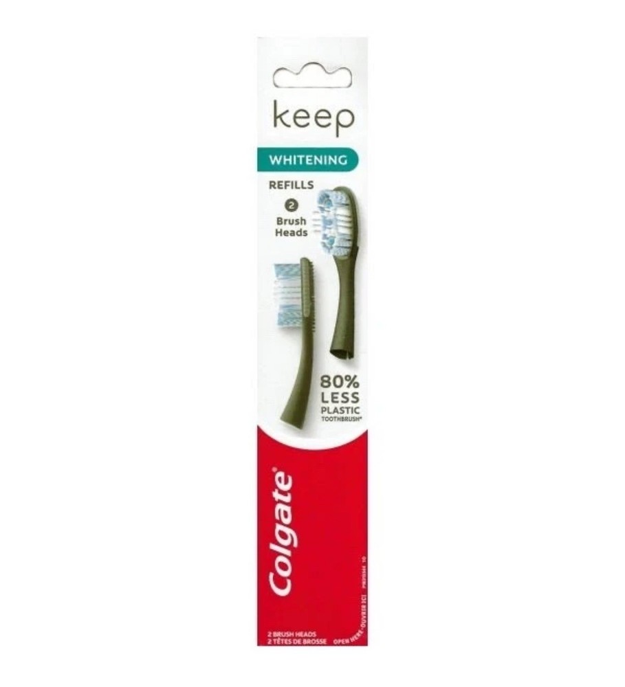 Colgate Keep Whitening Tooth Brush Head Refills - Infinity Blue (2 Pack) NEW