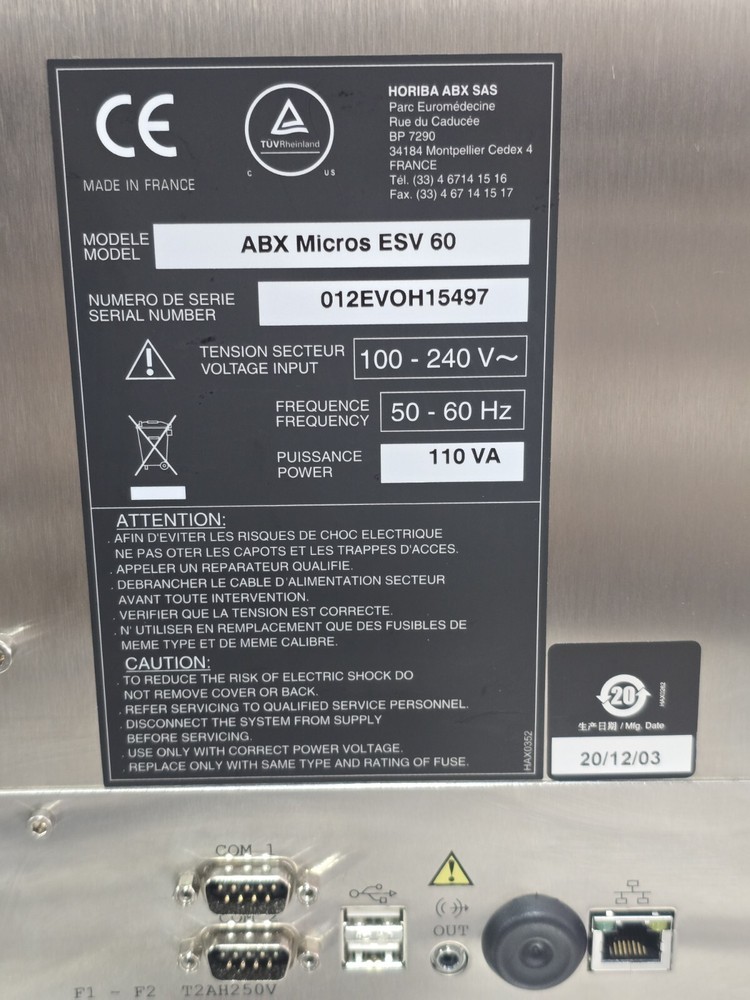 Horiba ABX Micros ESV 60 Hematology Analyzer
