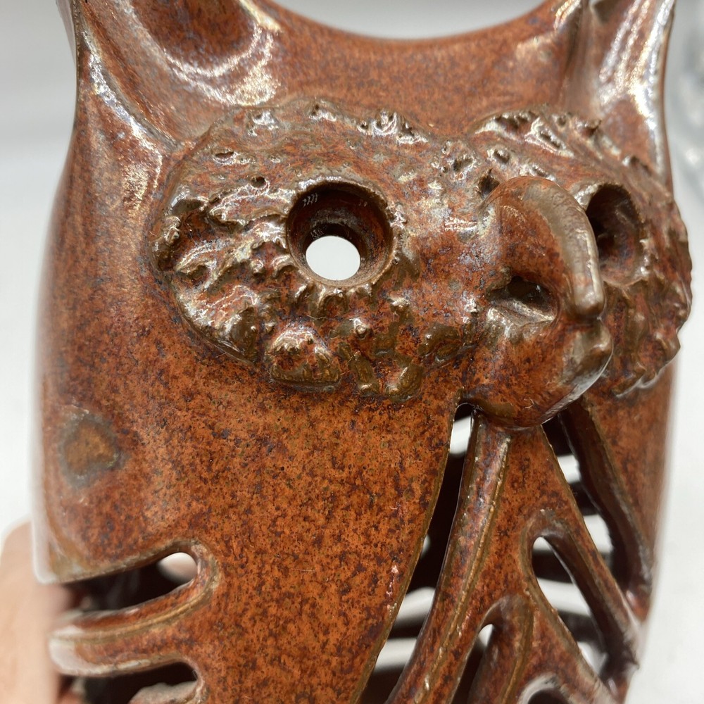 Art Pottery Owl Candle Holder