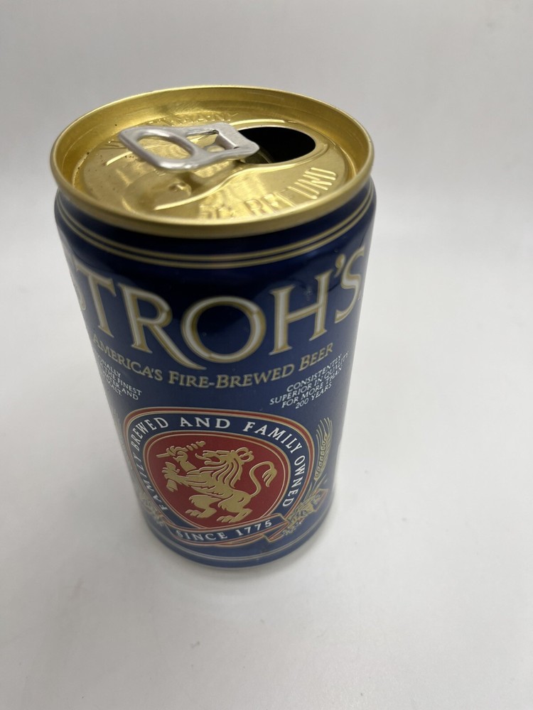 Vintage Stroh’s Beer Can Empty Top Opened Brewery Stroh
