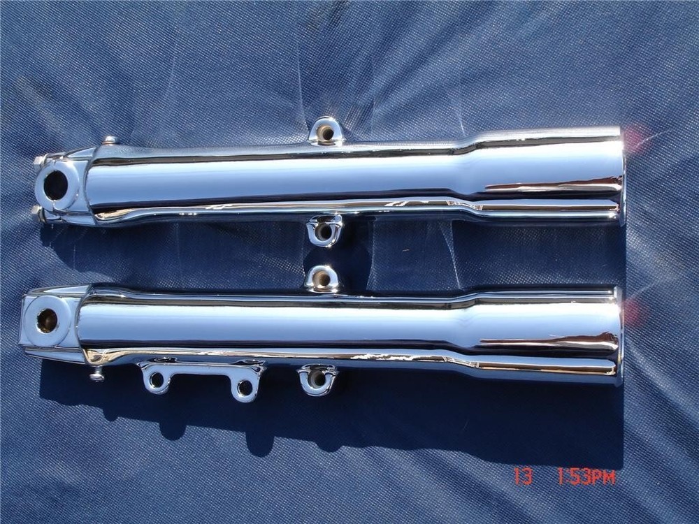 00-06 Chrome Harley Fork Legs Sliders Fatboy FLSTF 46482-00 Exchange Program