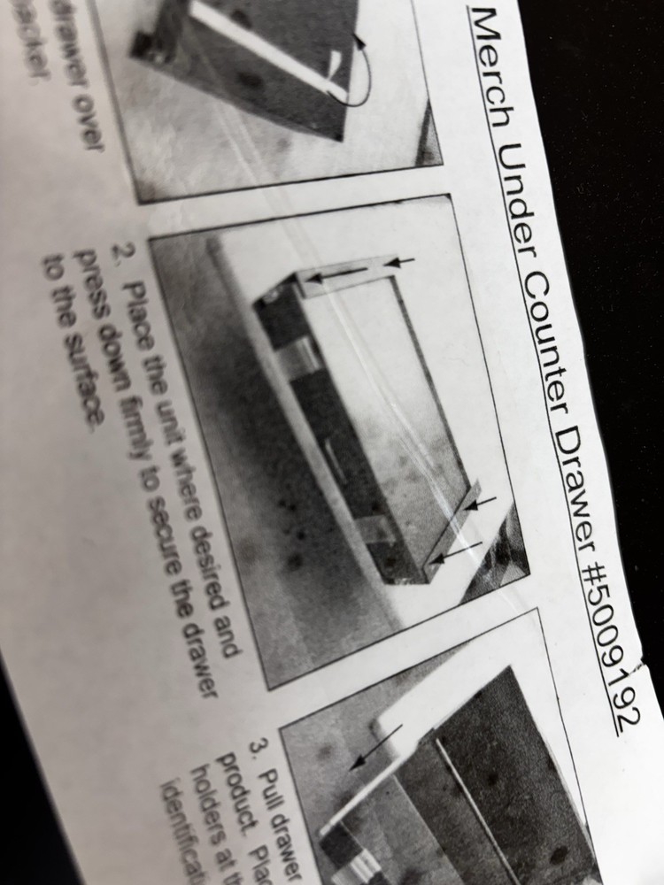 Merchandise Under Counter Drawer And Mounting Metal Bracket Guide Black Lined