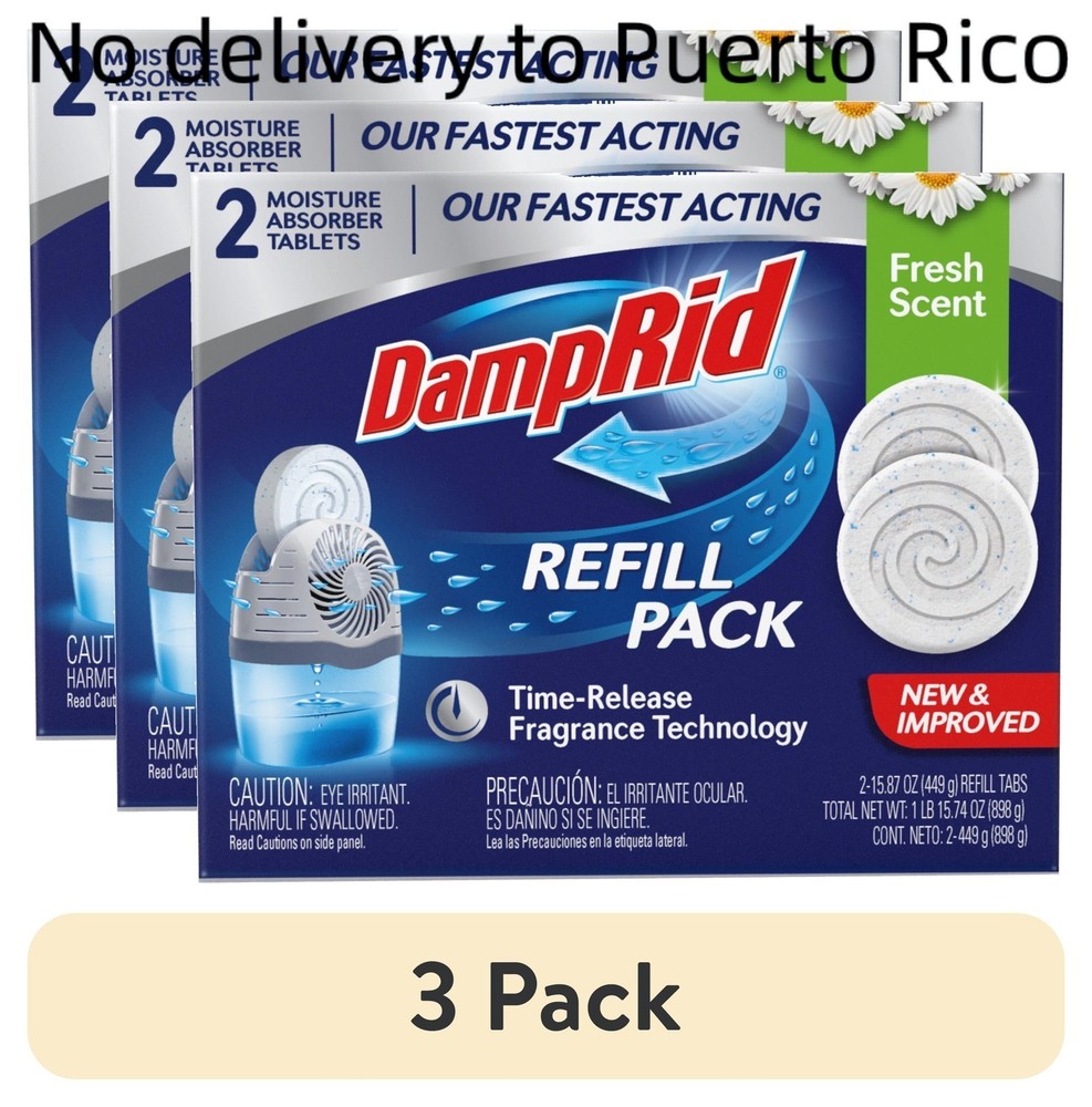 ​​DampRid Moisture Absorber Refill - 3 Pack, 15.8 oz (2 Ct Each), Fresh Scent​​