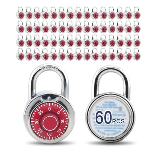 Standard Dial Combination Lock, 2 in. Wide, with Different Red 60pack
