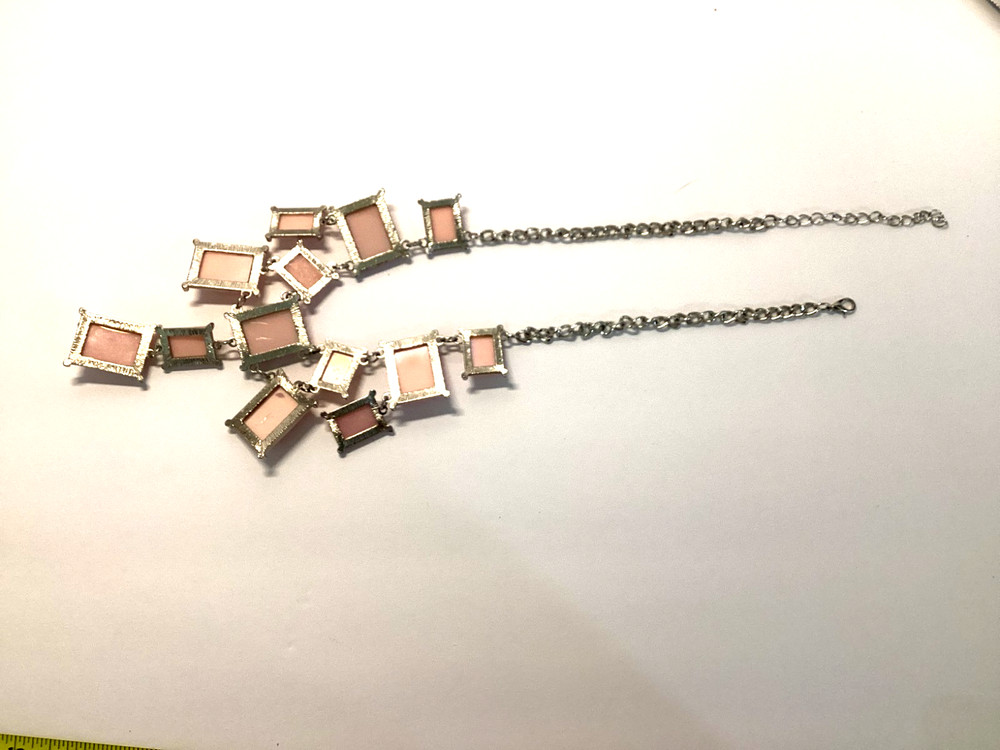 Pink Iridescent Multi-Layer Necklace-Unsigned