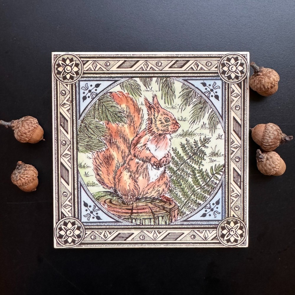 BEAUTIFUL ENGLISH SQUIRREL Ceramic Art Tile!