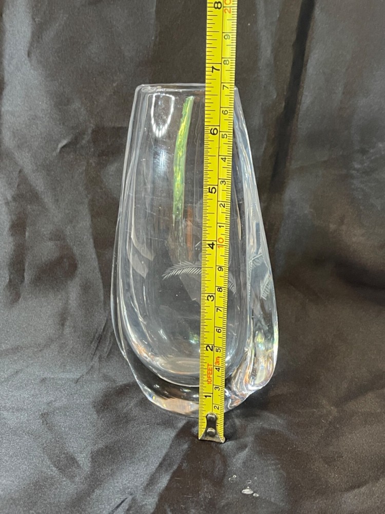 Orrefors Crystal 7" Etched Squirrel Vase - Nice! 5443
