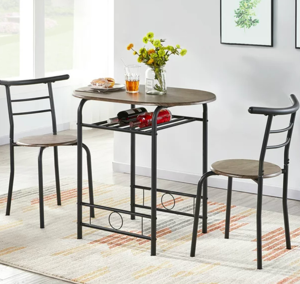 3 piece wooden dining table set