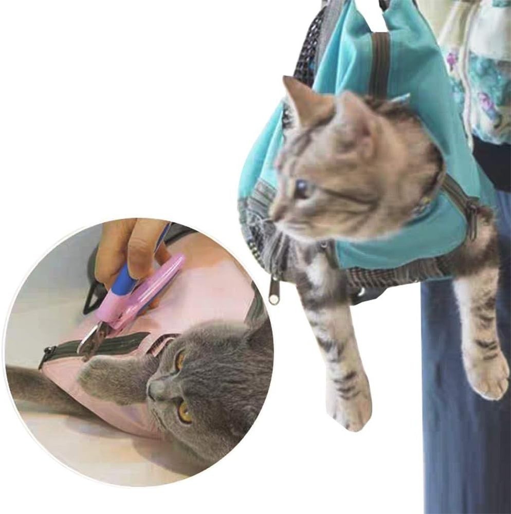 Durable Cat Grooming Bag M-Blue, Includes Muzzle, No Scratch, Bite Prevention