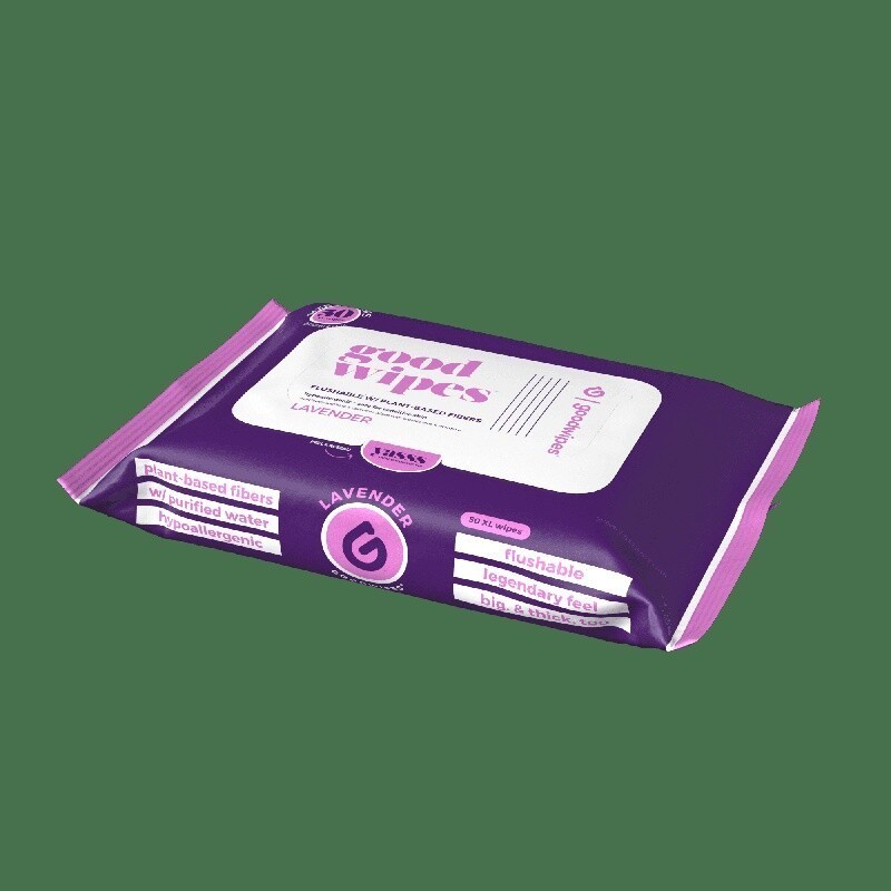 Flushable Butt White Wipes Lavender Scented Biodegradable 150 Count Soft Strong