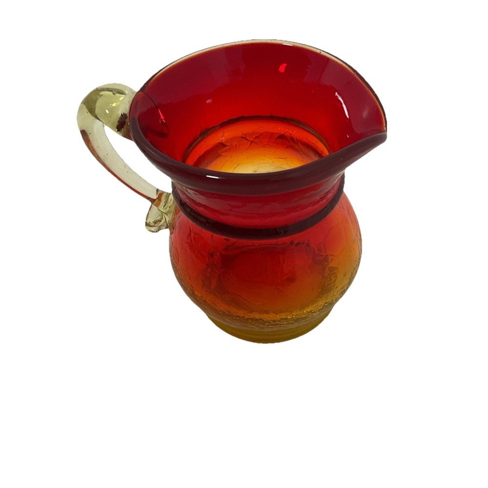 Amberina Crackle Glass Small Pitcher 3.5”