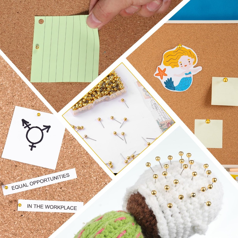 500pcs Map Push Pins Small Round Head Marking Tacks Gold