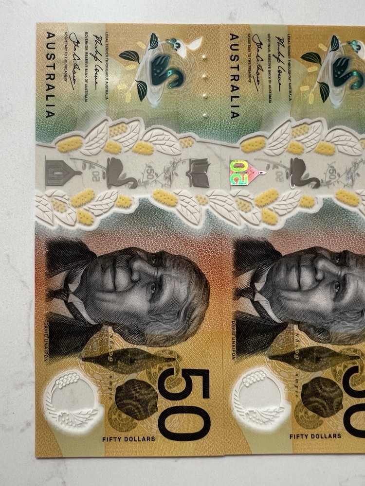Australia $50 x 5 Next Generation Notes. UNC Consecutive Serial Numbers Perfect