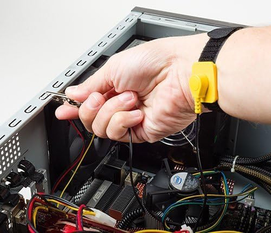 Anti-Static Adjustable Grounding Wrist Strap Components Black, Yellow