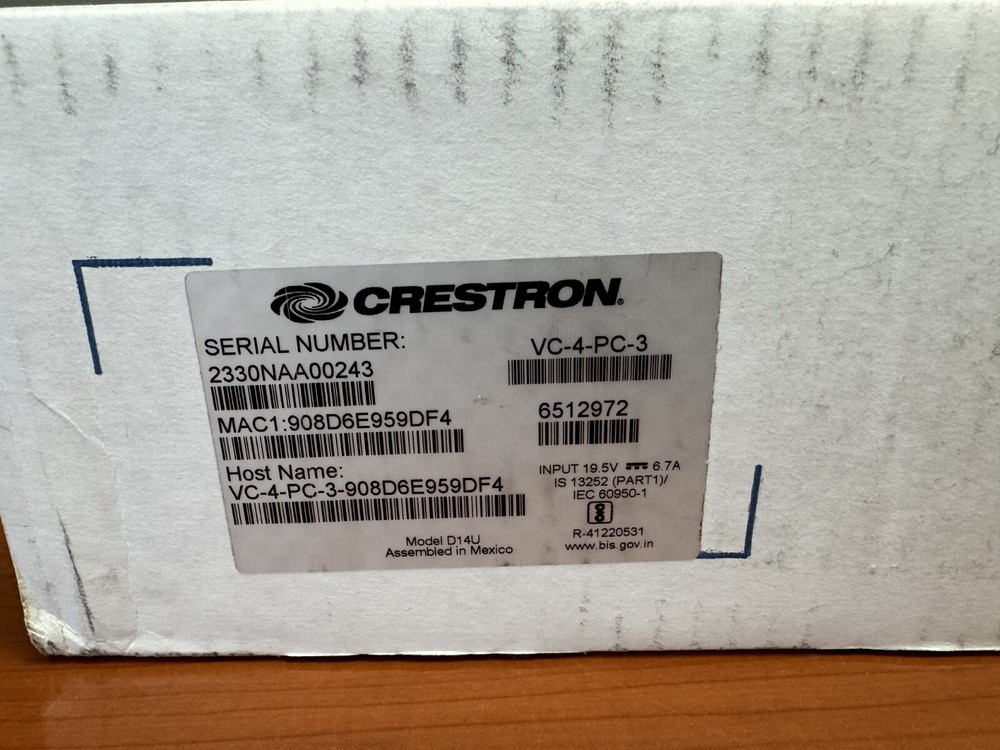 Crestron VC-4-PC-3 Computer w/ Crestron Virtual Control Server Software 6512972