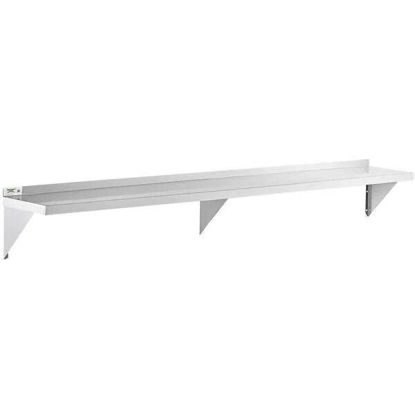 12"W x 96"L Stainless Steel Commercial Kitchen Overshelf Solid Wall Mount Shelf