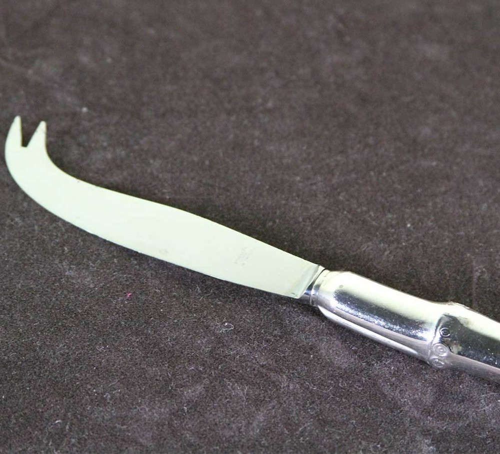 Vintage Silver Cheese Knife, Bamboo