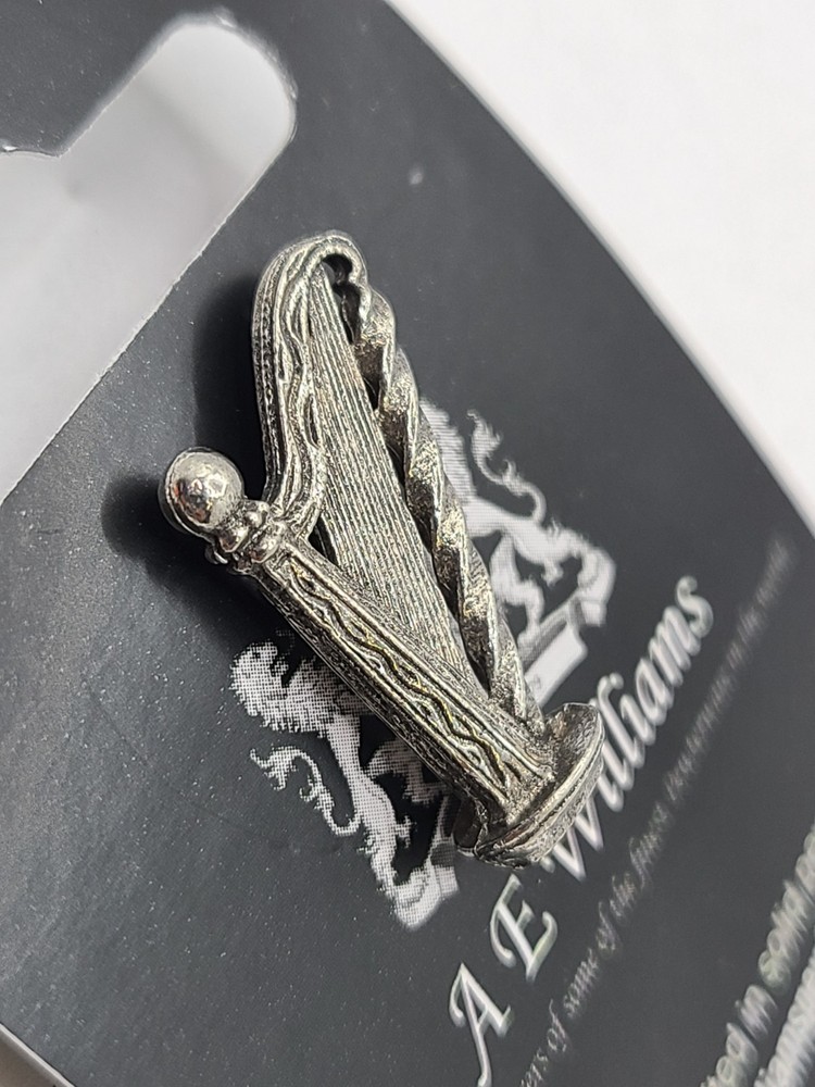 A.E. Williams Fine Brittish Pewter Harp Lapel Hat Pin