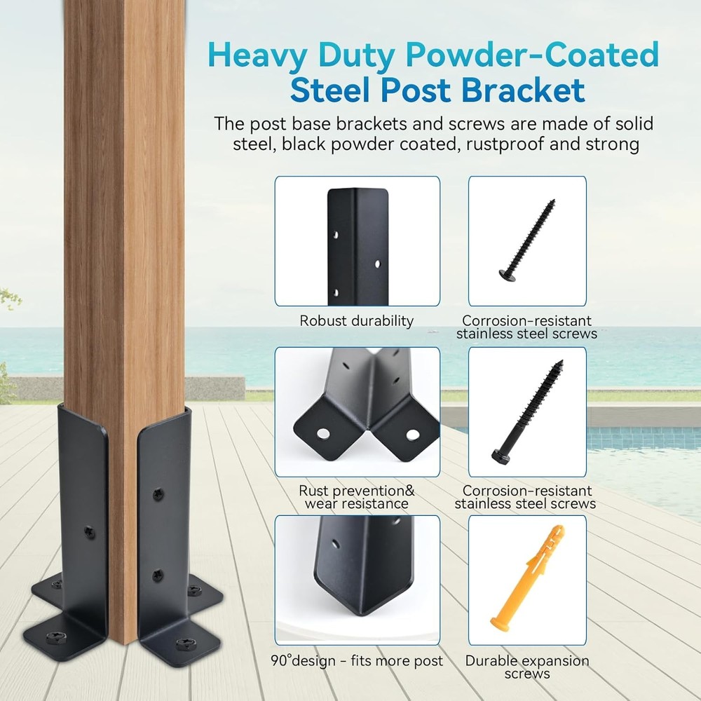 8 Pack Adjustable Deck Post Base Brackets