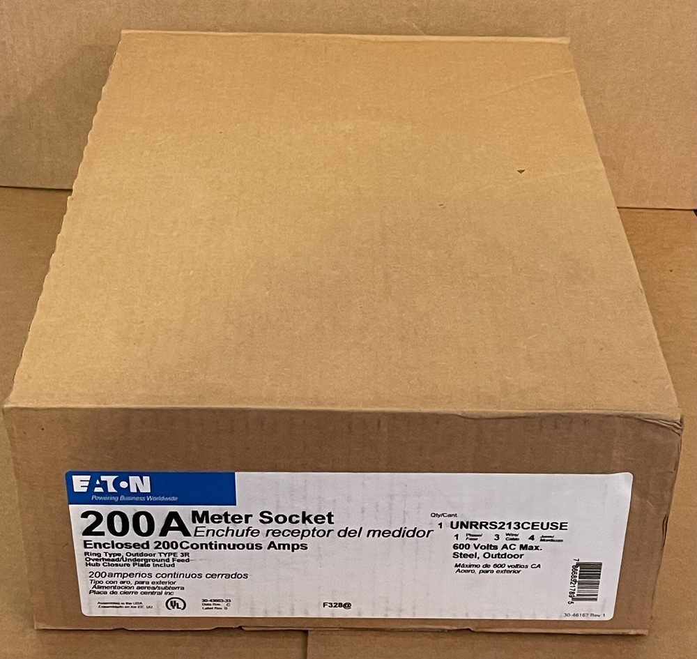 Eaton 200A Enclosed 200 Continuous Amps Meter Socket UNRRS213CEUSE