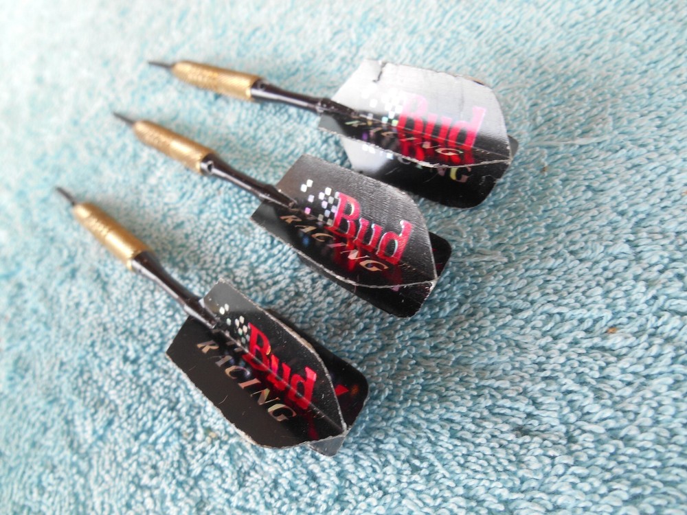 BRASS Soft Tip Darts SET WITH BUD RACING FLIGHTS.