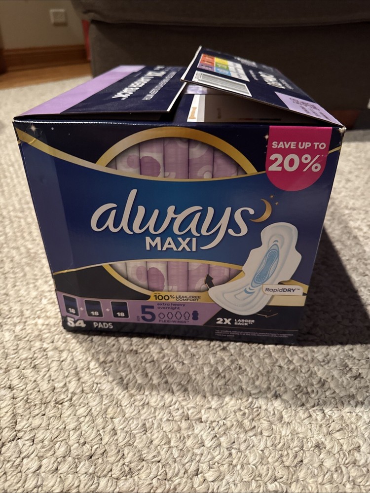 Always Maxi Extra Heavy Overnight Pads (54 ct Pack)