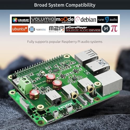 High-Resolution DAC Audio Card for Raspberry Pi 5/4/3B+/3B/Zero - 384KHz/32bit,