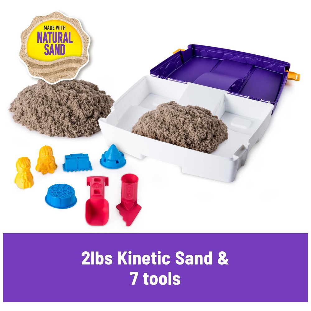 , Folding Sand Box with 2lbs Play Sand, 7 Molds & Tools, Storage Case, Sensor...