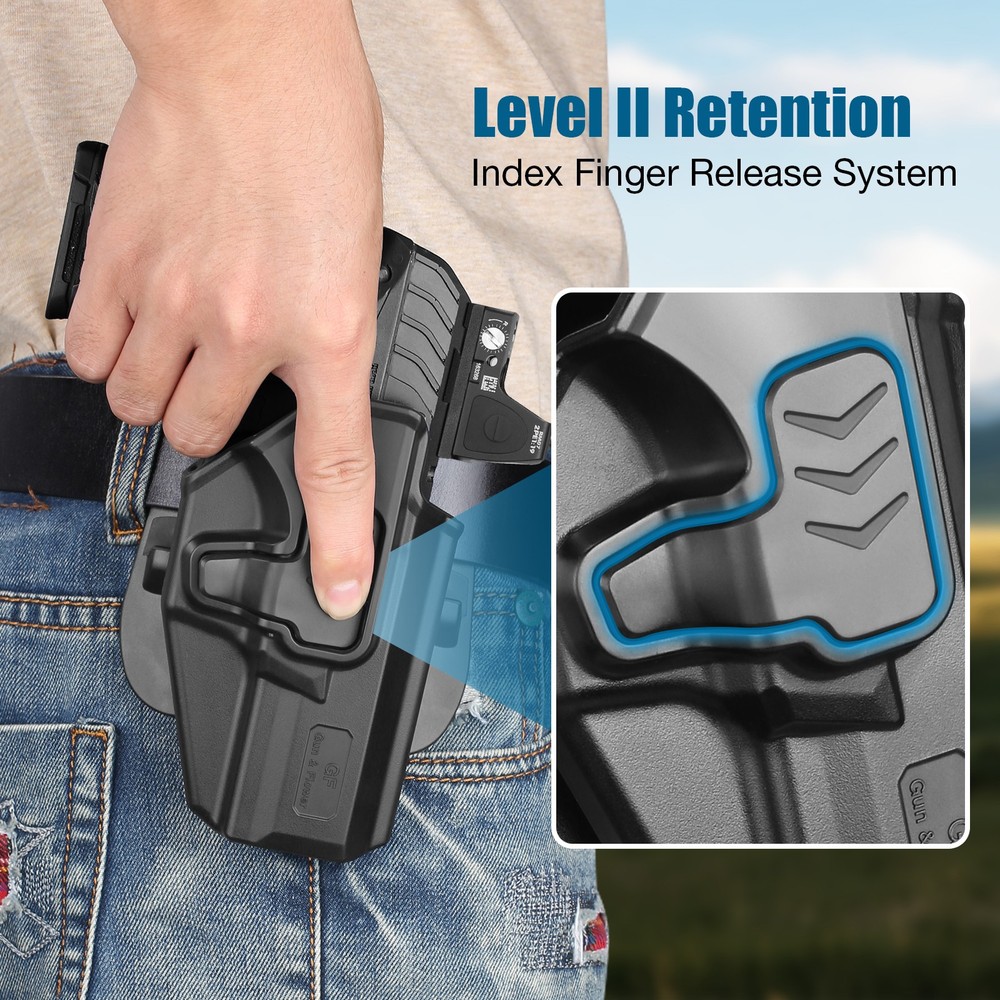 Level II Index finger release,OWB Polymer Holster Fit Ruger Security 9 Standard