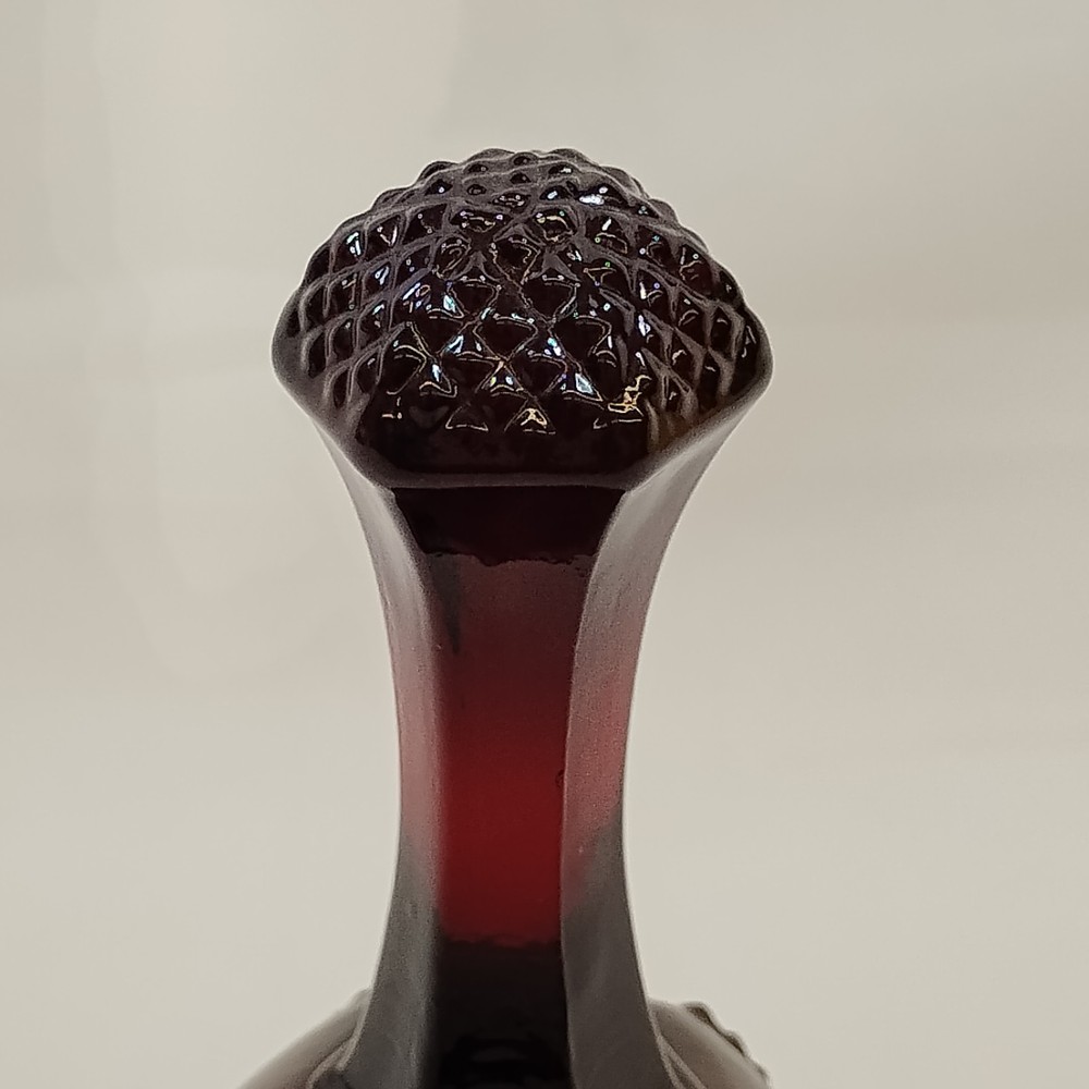 Vintage Ruby Red Pressed Glass Bell Decorative Collectible Intricate Pattern