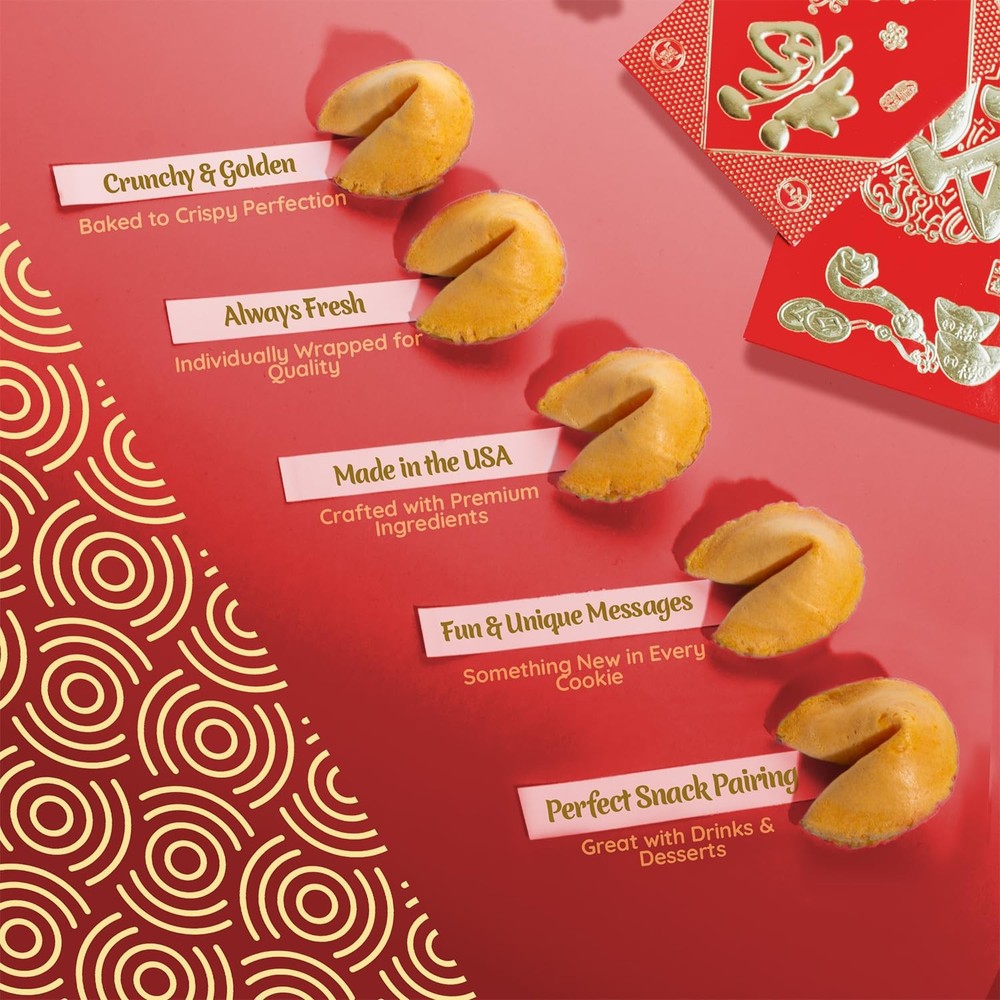Vanilla Fortune Cookies, Individually Wrapped, Bulk Pack 50 Count