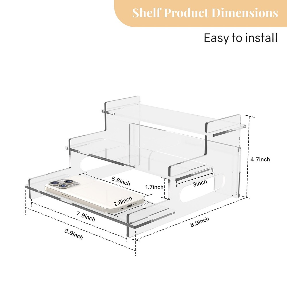 Ymjhdfe Clear Acrylic Display Risers – 3-Tier Shelf Stand Small, transparent