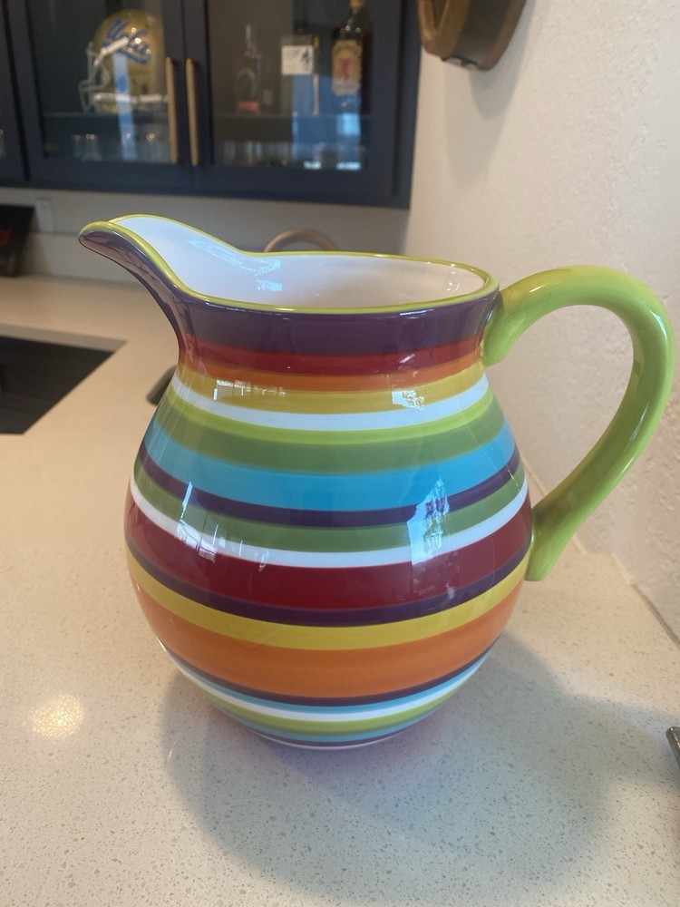 Crate & Barrel Large Carnivale Stripe Pitcher