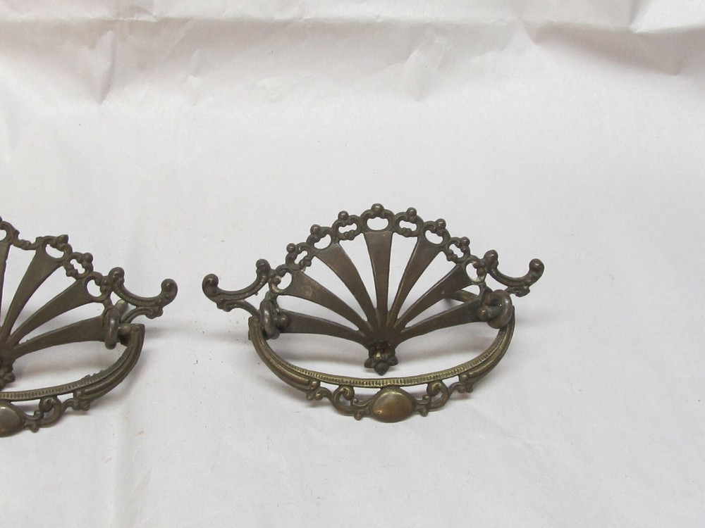 3 Vintage Fancy Brass Drawer Pulls
