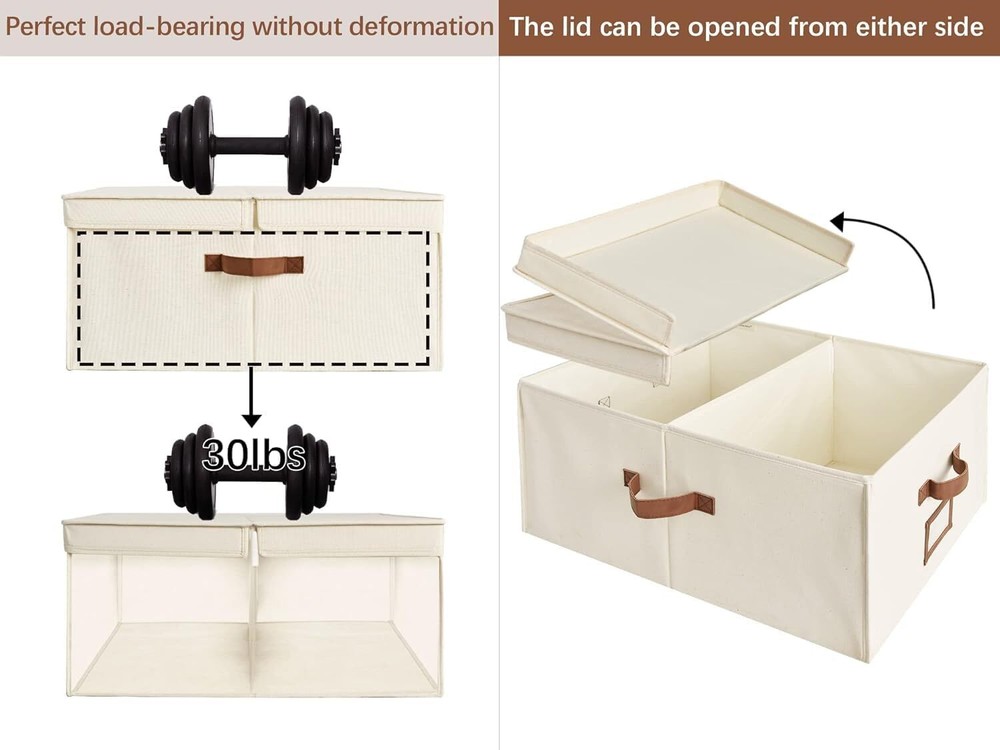 StorageWorks Extra Large Clothes Storage Bins, 55L Fabric Ivory White