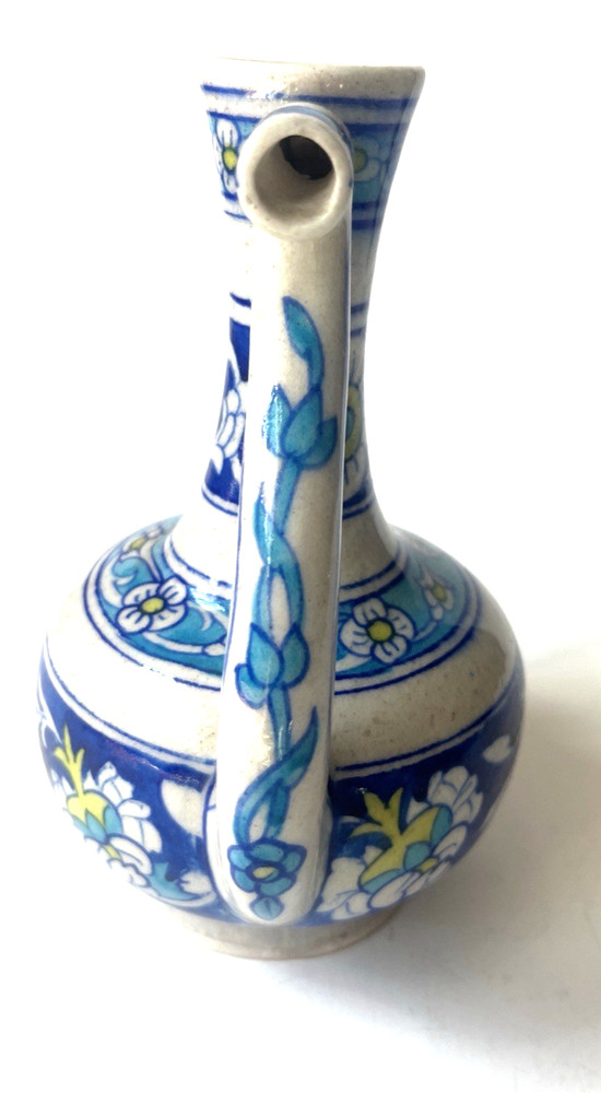 Stunning Ceramic Jaipur Pottery India Blue Pitcher