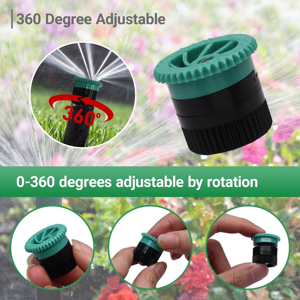 Variable Arc Nozzle, 10 Pcs Adjustable Sprinkler Heads Replacement with Pop U...