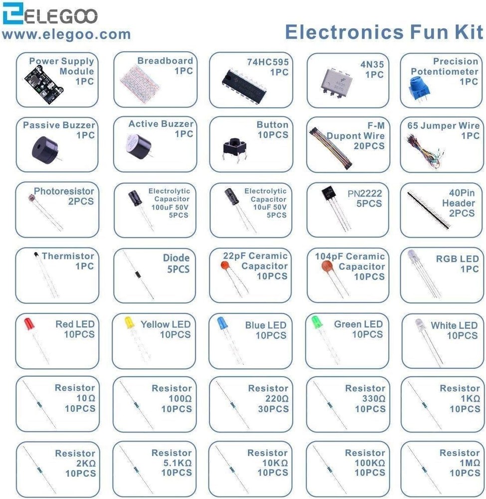 Electronics Fun Kit ELEGOO, 235 Items for Arduino