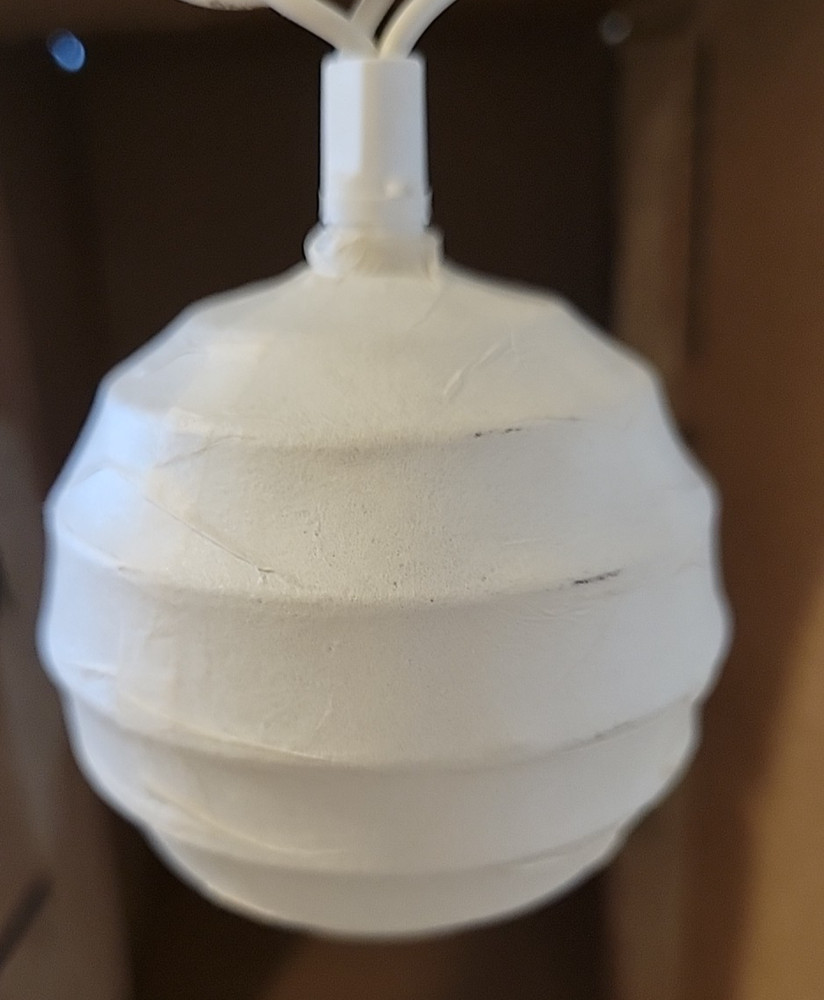 Japanese Round White Paper Lanterns and White wire String Light set