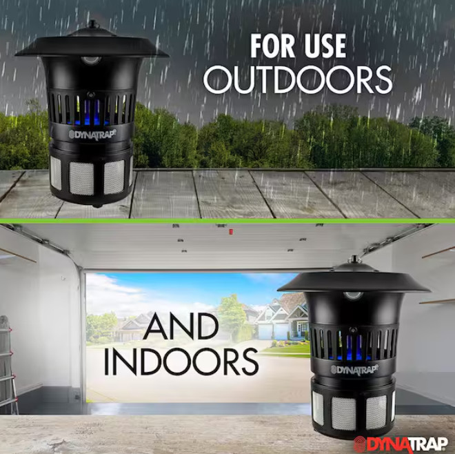 DynaTrap 3 Insect Trap 1/2 Acre Coverage with Wall Mount Indoor Outdoor Bugs