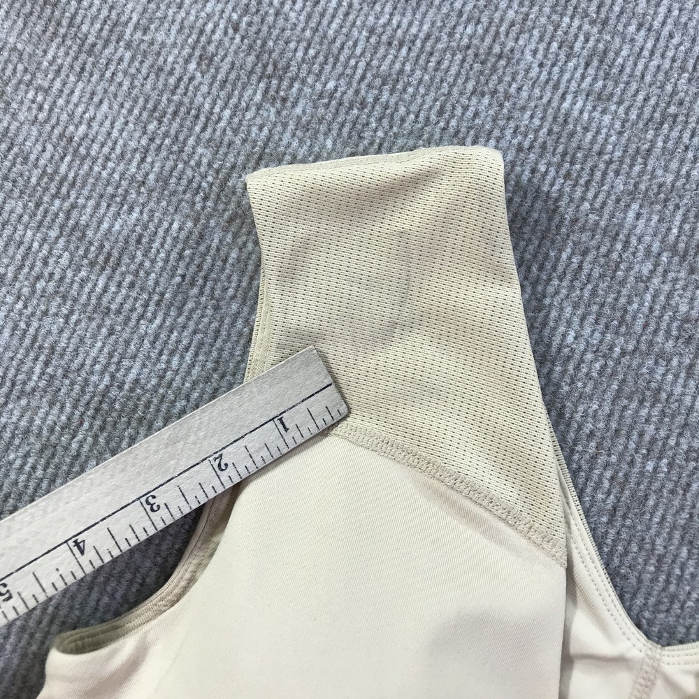 Tommie Copper Shoulder Support Bra Medium Womens Beige Zip Front Compression Top