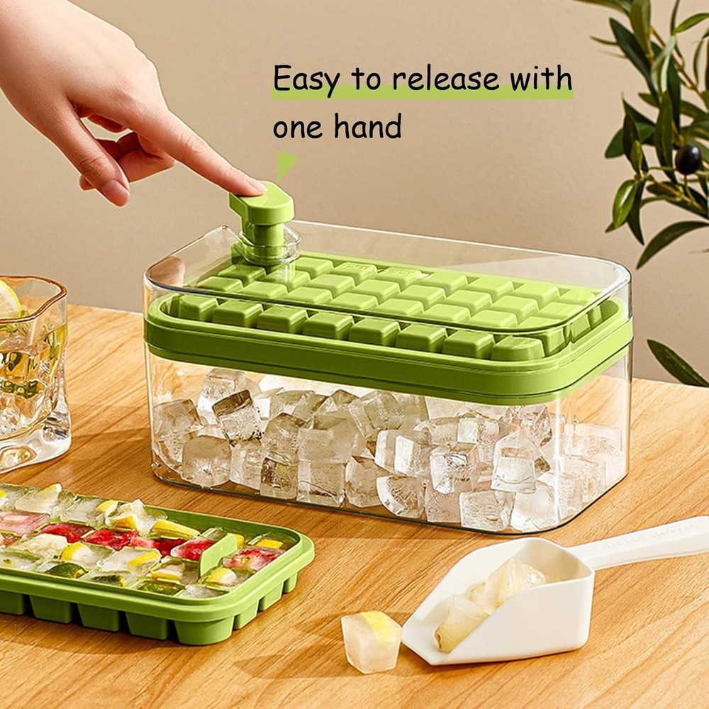 Creative Square Ice Cube Tray with Lid & Bin – Perfect Gift for Drink Lovers