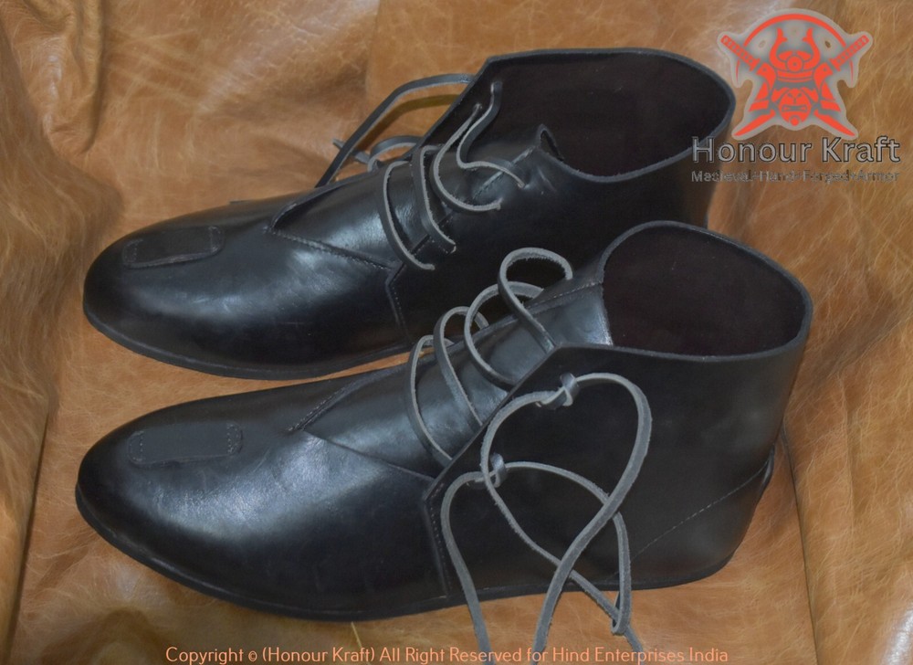 Medieval Style Leather Ankle Boots - Ideal for Reenactment Combat
