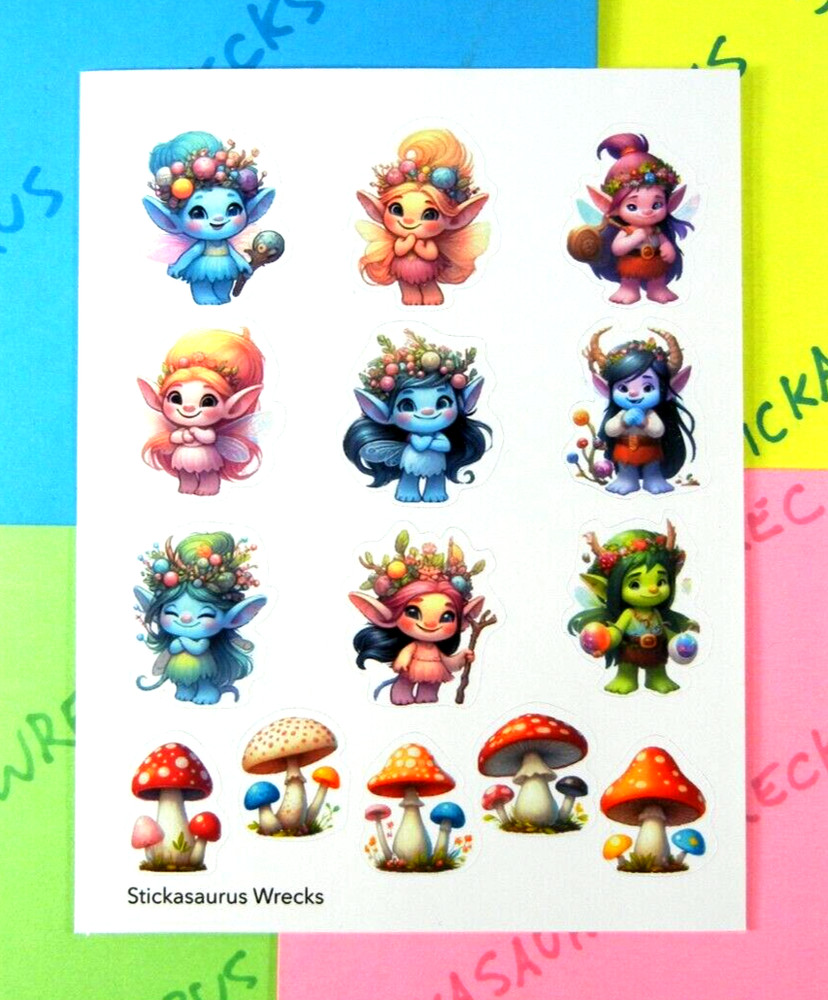 Fairy Trolls Sticker Sheet Style 3